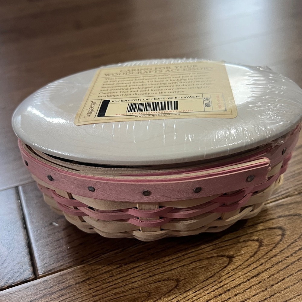 Longaberger Horizon of Hope for breast cancer Whitewashed Woven Basket